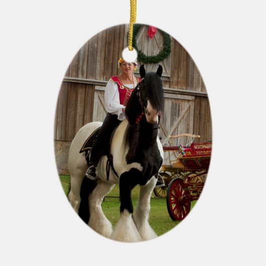 Gypsy King Gypsy Vanner-kerstversiering Keramisch Ornament (Voorkant)