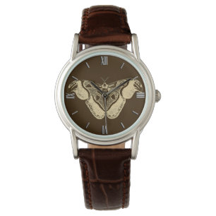 Gypsy mot, chocoladebruin en beige horloge