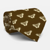 Gypsy motpatroon, chocoladebruin en beige stropdas (Opgerold)