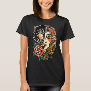 Gypsy Panther American Traditional Tattoo Ink Old T-shirt