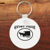 Gypsy Pride Black en White Caravan Sleutelhanger (Voorkant)