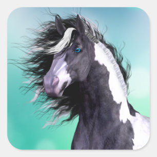 Gypsy Vanner Horse Grote Vierkante Stickers