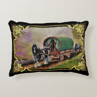 Gypsy Vanner Horse Irish Caravan Wagon Tapestry Accent Kussen