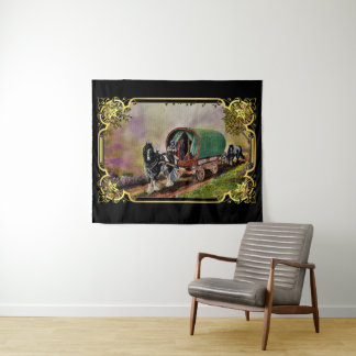 Gypsy Vanner Horse Irish Caravan Wagon Tapestry Wandkleed