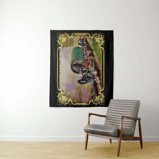 Gypsy Vanner Horse Irish Caravan Wagon Tapestry Wandkleed (In situ)