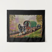 Gypsy Vanner Horse Irish Caravan Wagon Tapestry Wandkleed (Voorkant (horizontaal))