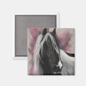 Gypsy Vanner-paard op roze Magneet (Voorkant / Achterkant)