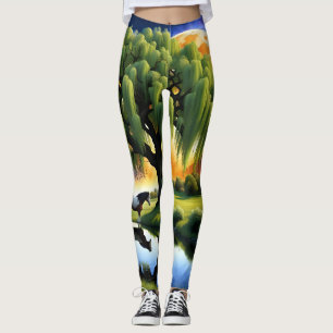 Gypsy Vanner paard staat onder wilgenboom Leggings