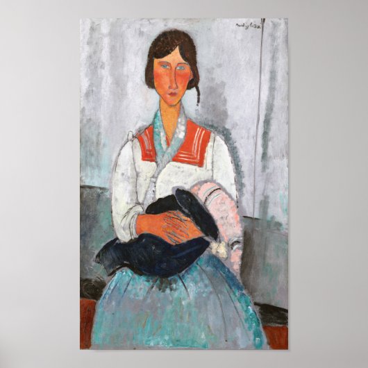 Gypsy Vrouw met Baby, Modigliani Poster (Voorkant)