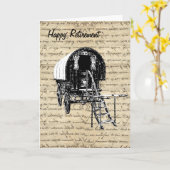 Gypsy wagon-vintage kaart (Gele Bloem)