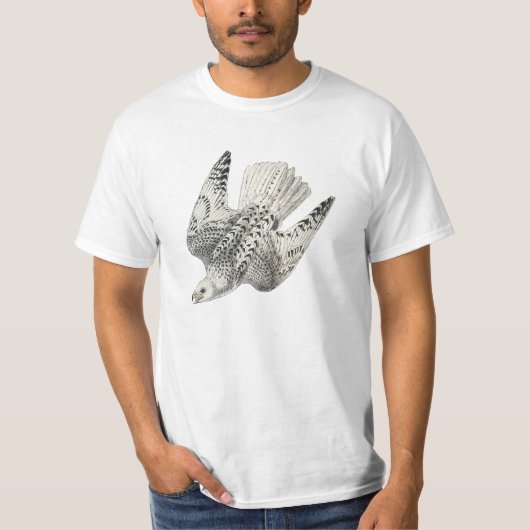 Gyrfalcon Falcon Diving Art T-Shirt (Voorkant)