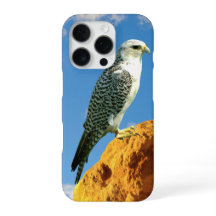 Gyrfalcon neergestreken op een rots telefoonhoes