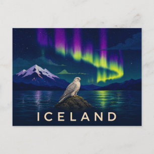Gyrvalk onder het Aurora   Iconisch IJsland Briefkaart