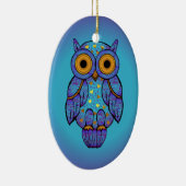 H00t Owl Blue Moon Oval Ornament (Rechts)
