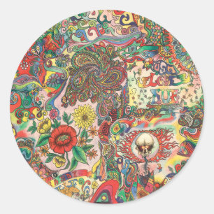 H081 Psychedelic 1969 Ronde Sticker