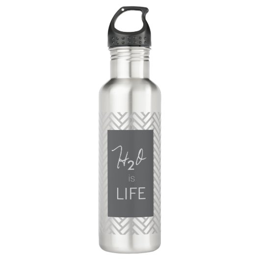 H20 is LIFE... Aluminium 24oz sportfles Waterfles (Voorkant)