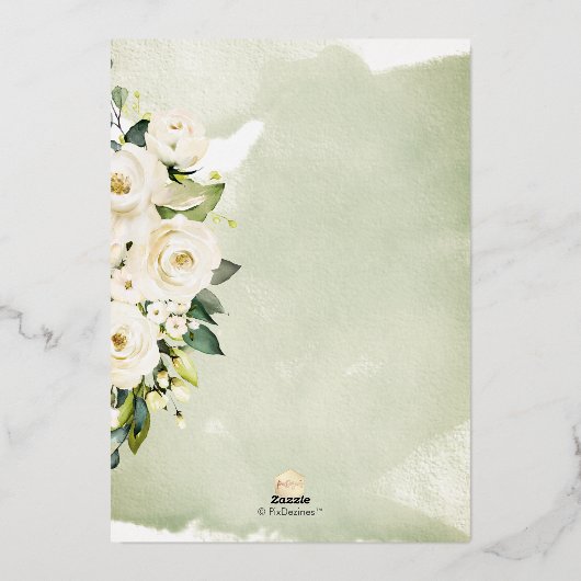 H2 Alabaster Rozen Brunch Bubble Real Folie Uitnodiging (Achterkant)