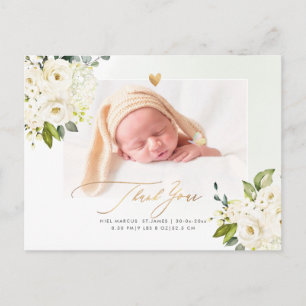 H2 Alabaster Rozen Hydrangea Baby shower Briefkaar Briefkaart