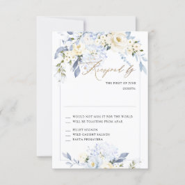 H2 Blue Hydrangea Cream Rozen RSVP-kaarten Kaart