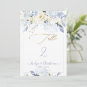 H2 Blue Hydrangea Cream Rozen Tafelnr. Kaart (Staand voorkant)