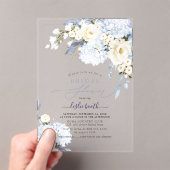 H2 Blue Hydrangea Cream Rozen Vrijgezellenfeest Acryl Uitnodigingen (Insitu (Draagbaar))