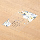 H2 Blue Hydrangea Cream Rozen Vrijgezellenfeest Acryl Uitnodigingen (Laagn)