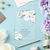 H2 Blue Hydrangea Cream Rozen Vrijgezellenfeest Acryl Uitnodigingen (Insitu (Huwelijk))