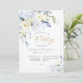 H2 Blue Hydrangea Cream Rozen Weddenschap Kaart (Staand voorkant)