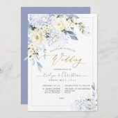 H2 Blue Hydrangea Cream Rozen Weddenschap Kaart (Voorkant / Achterkant)