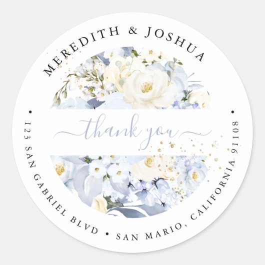 H2 Blue Hydrangea Cream Rozen Wedstrijden Klasse Ronde Sticker (Voorkant)