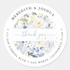 H2 Blue Hydrangea Cream Rozen Wedstrijden Klasse Ronde Sticker