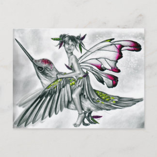 <h3>Hummingbird Rider Fairy Briefkaart</h3> Briefkaart