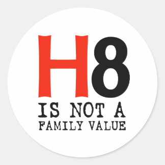 H8 is geen familiewaarde ronde sticker