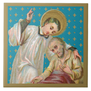 H Aloysius Gonzaga & pestslachtoffer (M06; NoName) Tegeltje