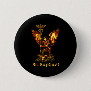 H. Archangel Rafaël Christelijke Kunst Geloven Ronde Button 5,7 Cm