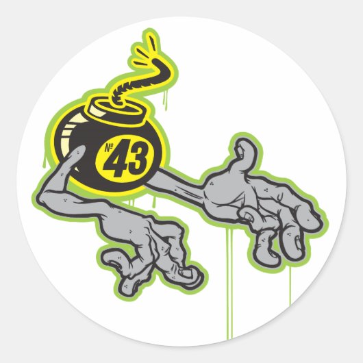 H-bom 43 ronde sticker (Voorkant)