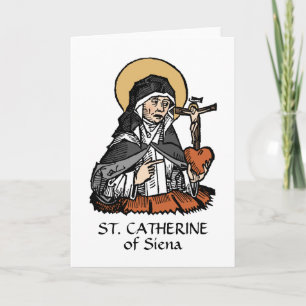 H. Catharina van Siena met hart met kruisbeeld Kaart