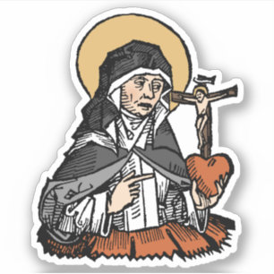 H. Catharina van Siena met het met een kruisbeeld  Sticker