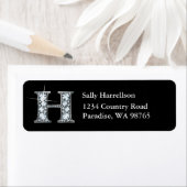 "H" Diamond Bling Monogram Return Address Label (Insitu)