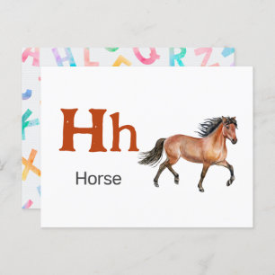 H est pour le cheval - Carte Flash Alphabet