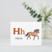 H est pour le cheval - Carte Flash Alphabet (Debout devant)