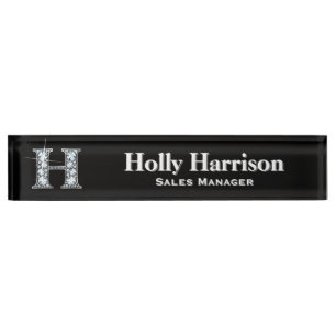H Faux Diamond Desk Plaque signalétique