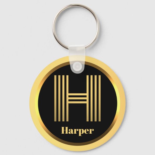 H Gold Monogrammed Letter Personal Sleutelhanger (Voorkant)