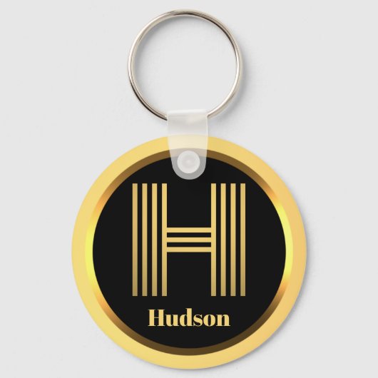 H Gold Monogrammed Letter Personal Sleutelhanger (Voorkant)
