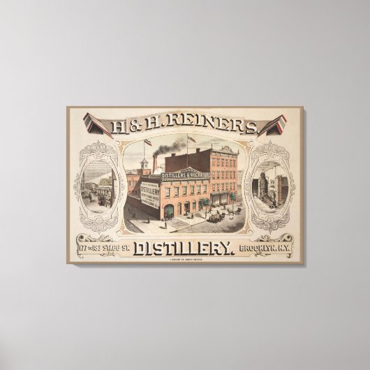 H.& H. Reiners Distillery Building in Brooklyn, NY Canvas Afdruk (Voorkant)