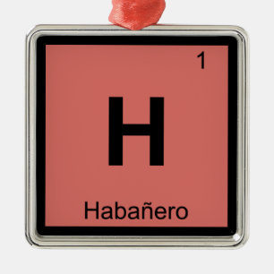 H - Habanero Peper Chemie Periodiek Systeem Metalen Ornament