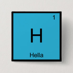 H - Hella Chemistry Element Symbol Slang Norcal T Vierkante Button 5,1 Cm