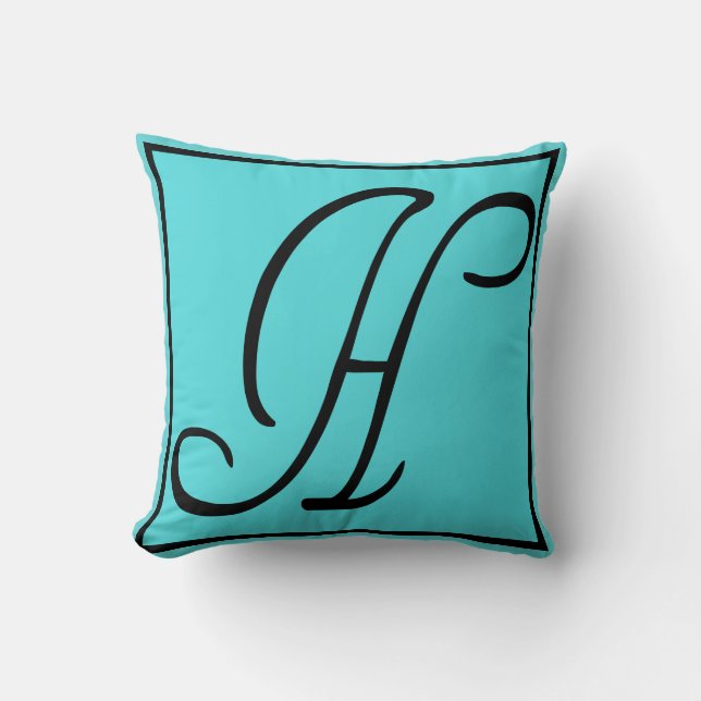 H INITIAAL PILLOW - Letter H op Aqua achtergrond Kussen (Voorkant)