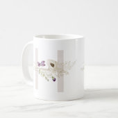 H initial avec fleur de couleur douce Café Mug (Devant gauche)