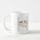 H initial avec fleur de couleur douce Café Mug (Gauche)